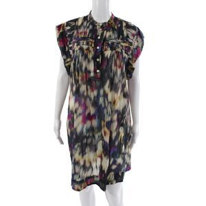 Marant Etoile Womens Shirt Dress Multicolor Tie Dye Cotton Size 38
